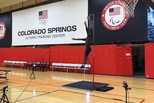 Zion Williamson vertical jump testing at the Colorado Springs Olympic Training Center